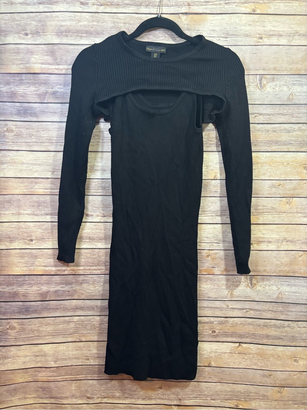 House of Harlow 1960 2-Piece Ribbed Knit Dress & Shrug Set Size Small